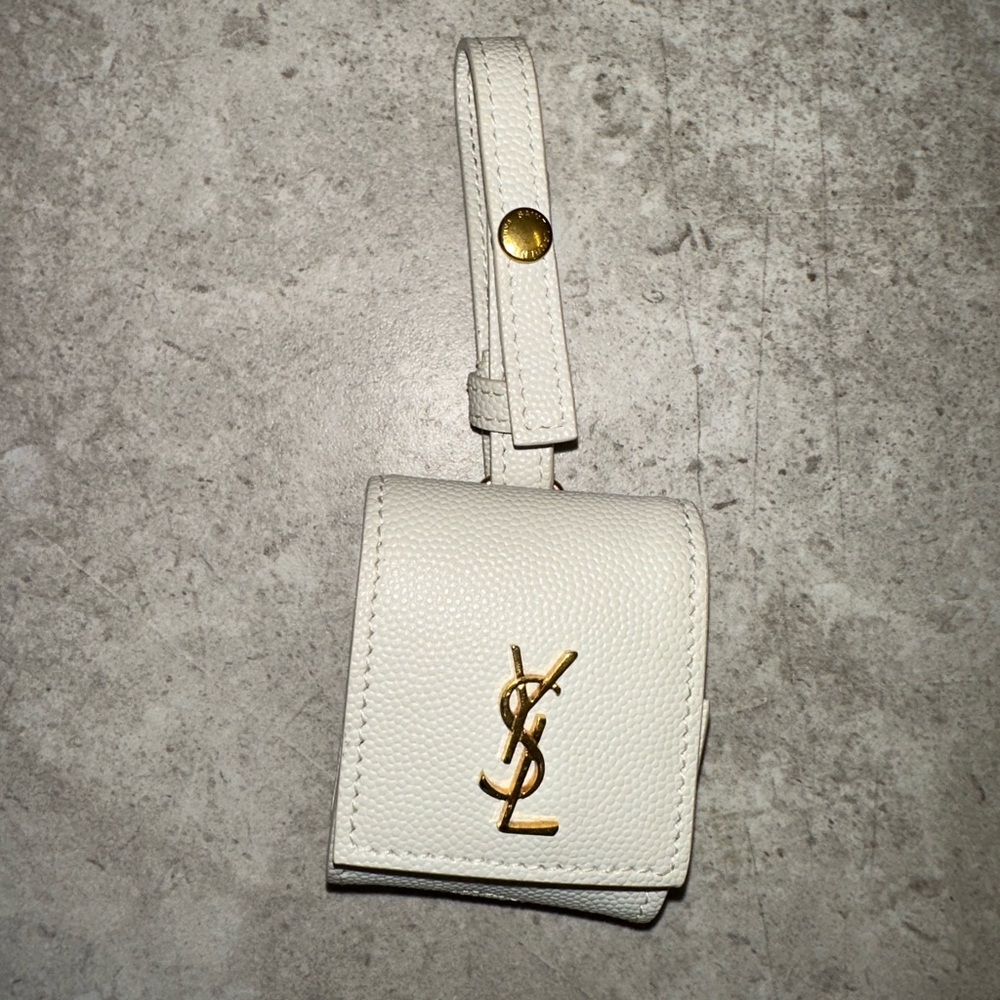 Saint Laurent Leather Airpods Keychain Case